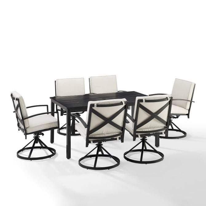 Crosley Furniture Patio Dining Sets Oatmeal Crosely Furniture - Kaplan 7Pc Outdoor Metal Dining Set Include Color/Oil Rubbed Bronze - Table & 6 Swivel Chairs - KO60022BZ-XX