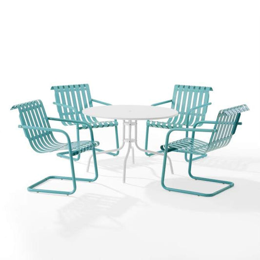 Crosley Furniture Patio Dining Sets Pastel Blue Satin Crosely Furniture - Gracie 5Pc Outdoor Metal Dining Set Include Color/White Satin - Dining Table & 4 Armchairs - KO10018XX