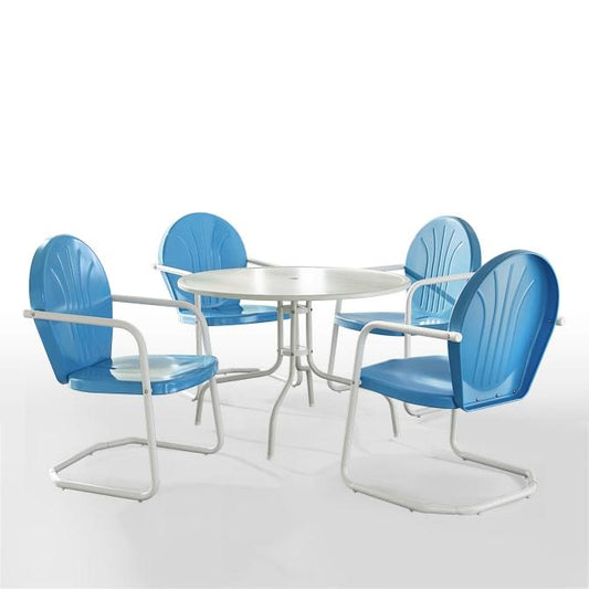 Crosley Furniture Patio Dining Sets Sky Blue Gloss Crosely Furniture - Griffith 5Pc Outdoor Metal Dining Set Include Color/White Satin - Table & 4 Chairs - KOD100XXX