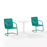 Crosley Furniture Patio Dining Sets Turquoise Gloss Crosely Furniture - Bates 3Pc Outdoor Metal Bistro Set - Include Color - Bistro Table & 2 Armchairs - KO10009XX