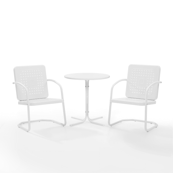 Crosley Furniture Patio Dining Sets White Gloss Crosely Furniture - Bates 3Pc Outdoor Metal Bistro Set - Include Color - Bistro Table & 2 Armchairs - KO10009XX
