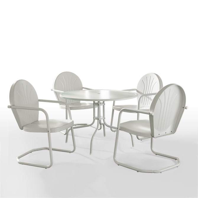 Crosley Furniture Patio Dining Sets White Gloss Crosely Furniture - Griffith 5Pc Outdoor Metal Dining Set Include Color/White Satin - Table & 4 Chairs - KOD100XXX