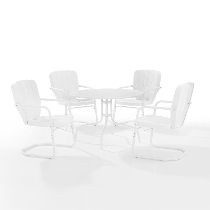 Crosley Furniture Patio Dining Sets White Gloss Crosely Furniture - Ridgeland 5Pc Outdoor Metal Dining Set Include Color /White Satin - Dining Table & 4 Chairs - KO10015XX