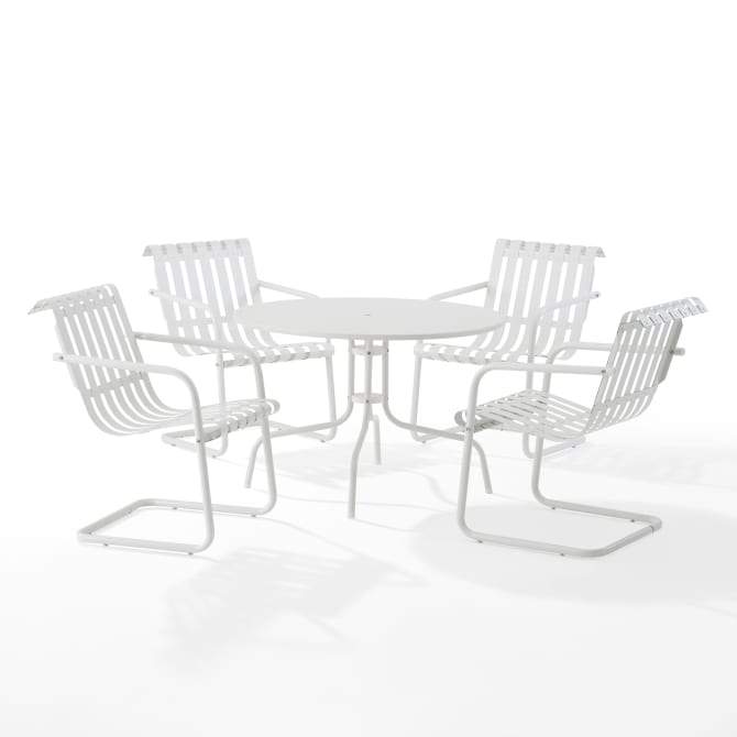 Crosley Furniture Patio Dining Sets White Satin Crosely Furniture - Gracie 5Pc Outdoor Metal Dining Set Include Color/White Satin - Dining Table & 4 Armchairs - KO10018XX