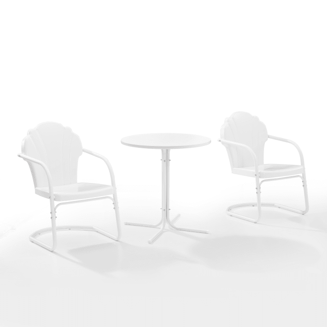 Crosley Furniture Patio Dining Sets White Satin Crosely Furniture - Tulip 3Pc Outdoor Metal Bistro Set Include Color/White Satin - Bistro Table & 2 Chairs - KO10010XX