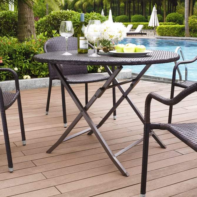 Crosley Furniture Patio Dining Tables Crosely Furniture - Palm Harbor Outdoor Wicker Folding Table Brown - CO7205-BR - Brown
