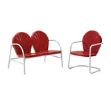 Crosley Furniture Patio Loveseat Sets Bright Red Gloss Crosely Furniture - Griffith 2Pc Outdoor Metal Conversation Set Include Color - Loveseat & Chair - KO10005XX