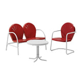 Crosley Furniture Patio Loveseat Sets Bright Red Gloss Crosely Furniture - Griffith 3Pc Outdoor Metal Conversation Set Include Color/White Satin - Loveseat, Chair, & Side Table - KO10003XX