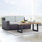 Crosley Furniture Patio Loveseat Sets Crosely Furniture - Beaufort 2Pc Outdoor Wicker Chat Set Mist/Brown - Loveseat & Coffee Table - KO70097BR - Mist