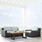 Crosley Furniture Patio Loveseat Sets Crosely Furniture - Beaufort 3Pc Outdoor Wicker Conversation Set Mist/Brown - Loveseat, Chair , & Coffee Table - KO70101BR - Mist