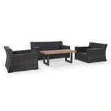 Crosley Furniture Patio Loveseat Sets Crosely Furniture - Beaufort 4Pc Outdoor Wicker Conversation Set Mist/Brown - Loveseat, Coffee Table, & 2 Chairs - KO70096BR - Mist