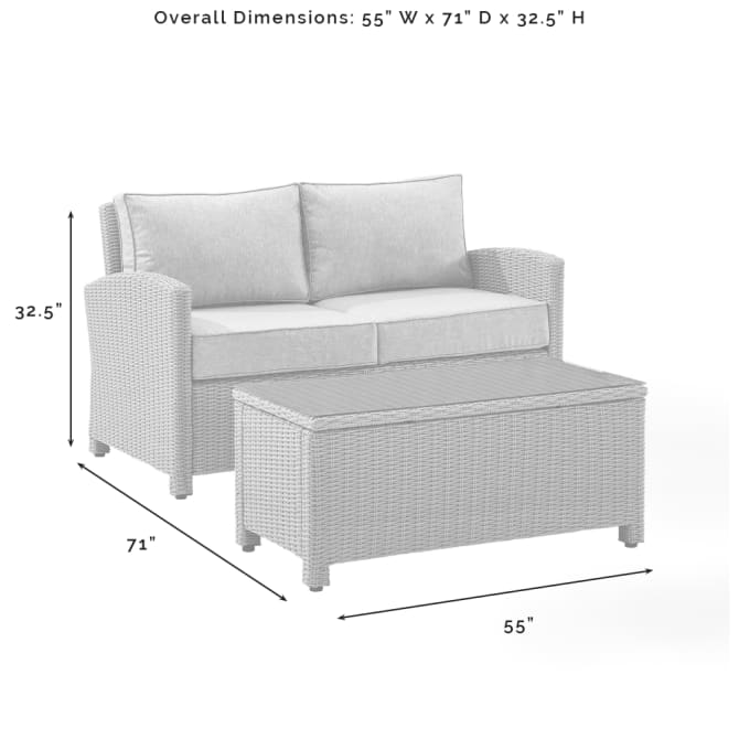 Crosley Furniture Patio Loveseat Sets Crosely Furniture - Bradenton 2Pc Outdoor Wicker Conversation Set Include Color - Loveseat & Coffee Table - KO70025XX-XX