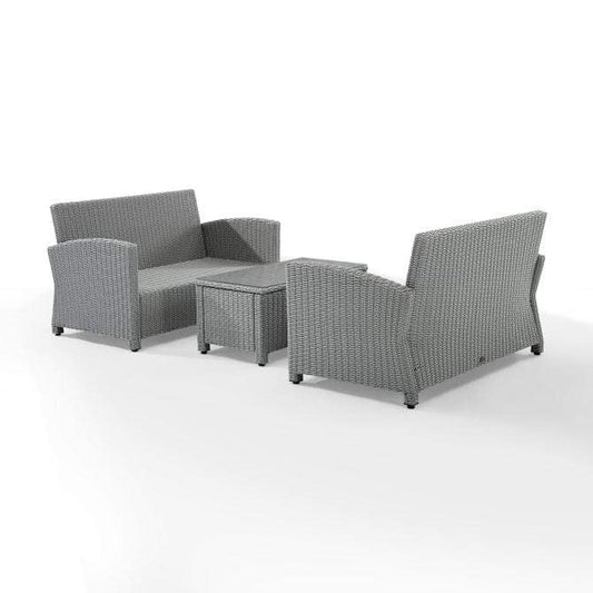 Crosley Furniture Patio Loveseat Sets Crosely Furniture - Bradenton 3Pc Outdoor Wicker Conversation Set Include Color/Gray - Coffee Table & 2 Loveseats - KO70165-XX