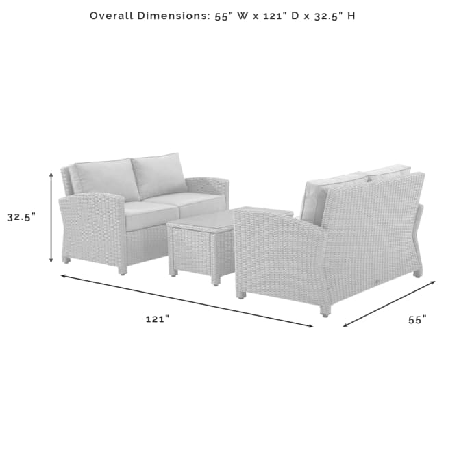 Crosley Furniture Patio Loveseat Sets Crosely Furniture - Bradenton 3Pc Outdoor Wicker Conversation Set Include Color/Gray - Coffee Table & 2 Loveseats - KO70165-XX