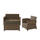 Crosley Furniture Patio Loveseat Sets Crosely Furniture - Bradenton 3Pc Outdoor Wicker Conversation Set Include Color/Weathered Brown - Loveseat, Arm Chair, & Coffee Table - KO70027WB-XX