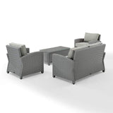 Crosley Furniture Patio Loveseat Sets Crosely Furniture - Bradenton 4Pc Outdoor Wicker Conversation Set Include Color/Gray - Loveseat, Coffee Table, & 2 Arm Chairs - KO70024GY-XX