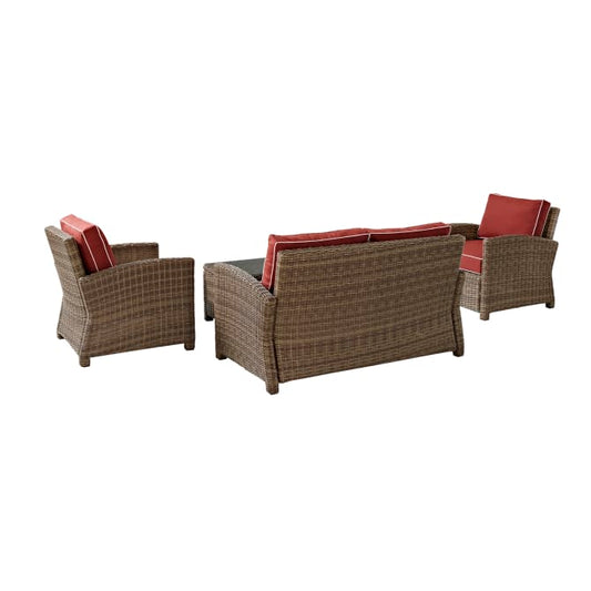 Crosley Furniture Patio Loveseat Sets Crosely Furniture - Bradenton 4Pc Outdoor Wicker Conversation Set Include Color/Weathered Brown - Loveseat, Coffee Table, & 2 Arm Chairs - KO70024WB-XX