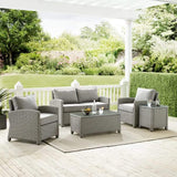 Crosley Furniture Patio Loveseat Sets Crosely Furniture - Bradenton 5Pc Outdoor Wicker Conversation Set Include Color - Loveseat, Side Table, Coffee Table, & 2 Armchairs - KO70050GY-XX