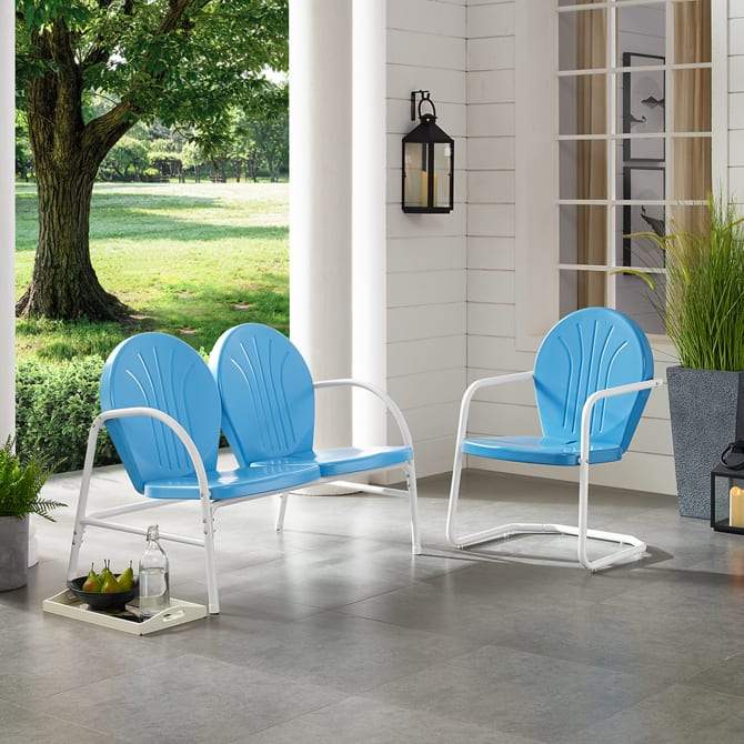 Crosley Furniture Patio Loveseat Sets Crosely Furniture - Griffith 2Pc Outdoor Metal Conversation Set Include Color - Loveseat & Chair - KO10005XX