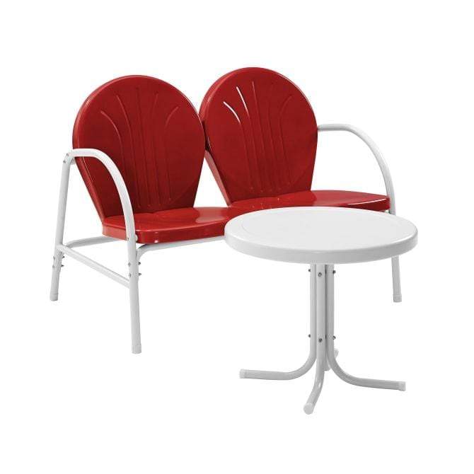 Crosley Furniture Patio Loveseat Sets Crosely Furniture - Griffith 2Pc Outdoor Metal Conversation Set Include Color/White Satin - Loveseat & Side Table - KO10006XX