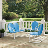 Crosley Furniture Patio Loveseat Sets Crosely Furniture - Griffith 3Pc Outdoor Metal Conversation Set Include Color/White Satin - Loveseat,  2 Chairs - KO10002XX