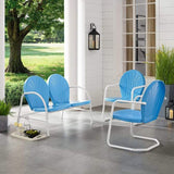 Crosley Furniture Patio Loveseat Sets Crosely Furniture - Griffith 3Pc Outdoor Metal Conversation Set Include Color/White Satin - Loveseat,  2 Chairs - KO10002XX