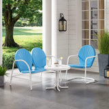 Crosley Furniture Patio Loveseat Sets Crosely Furniture - Griffith 3Pc Outdoor Metal Conversation Set Include Color/White Satin - Loveseat, Chair, & Side Table - KO10003XX