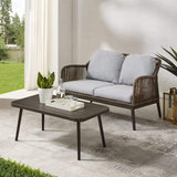 Crosley Furniture Patio Loveseat Sets Crosely Furniture - Haven 2Pc Outdoor Wicker Conversation Set Light Gray/Light Brown - Loveseat & Coffee Table - CO7360LB-LG - Light Gray