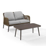 Crosley Furniture Patio Loveseat Sets Crosely Furniture - Haven 2Pc Outdoor Wicker Conversation Set Light Gray/Light Brown - Loveseat & Coffee Table - CO7360LB-LG - Light Gray