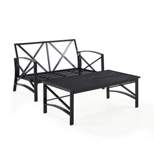 Crosley Furniture Patio Loveseat Sets Crosely Furniture - Kaplan 2Pc Outdoor Metal Conversation Set Include Color/Oil Rubbed Bronze - Loveseat & Coffee Table - KO60010BZ-XX