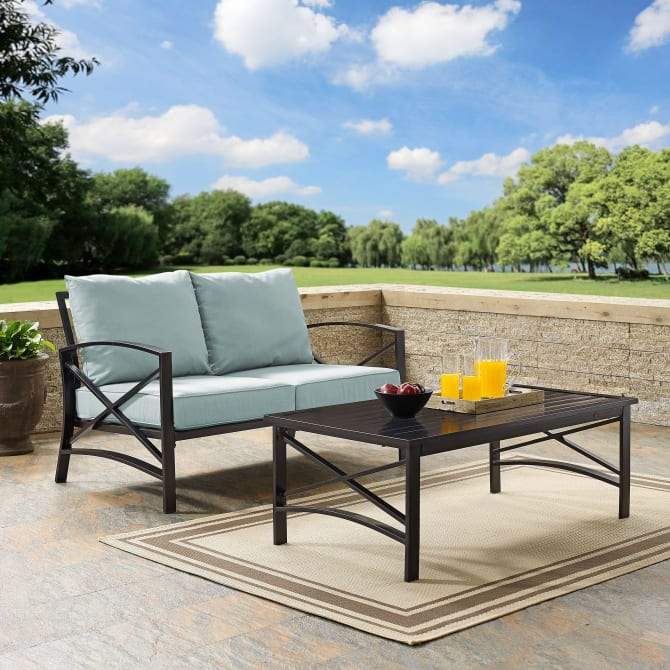 Crosley Furniture Patio Loveseat Sets Crosely Furniture - Kaplan 2Pc Outdoor Metal Conversation Set Include Color/Oil Rubbed Bronze - Loveseat & Coffee Table - KO60010BZ-XX
