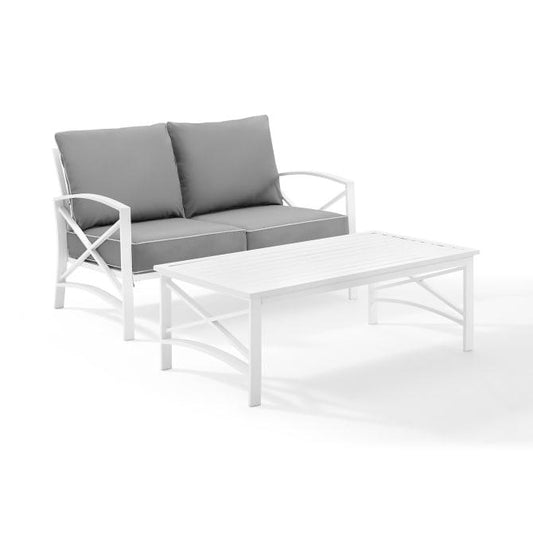 Crosley Furniture Patio Loveseat Sets Crosely Furniture - Kaplan 2Pc Outdoor Metal Conversation Set Include Color/White - Loveseat & Coffee Table - KO60010WH-XX