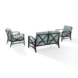 Crosley Furniture Patio Loveseat Sets Crosely Furniture - Kaplan 3Pc Outdoor Metal Conversation Set Include Color/Oil Rubbed Bronze - Loveseat & 2 Chairs - KO60011BZ-XX