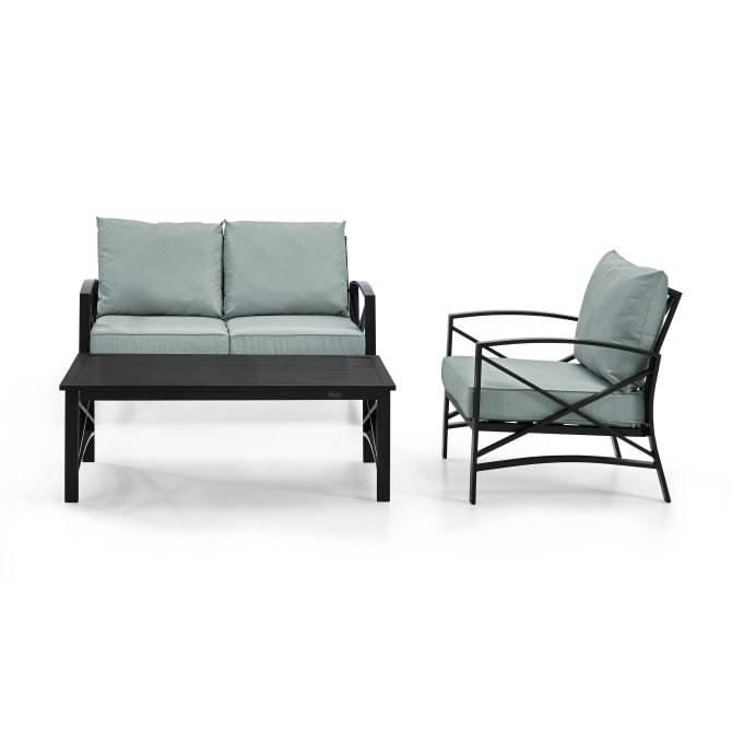 Crosley Furniture Patio Loveseat Sets Crosely Furniture - Kaplan 3Pc Outdoor Metal Conversation Set Include Color/Oil Rubbed Bronze - Loveseat, Chair, & Coffee Table - KO60014BZ-XX