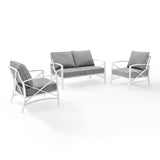 Crosley Furniture Patio Loveseat Sets Crosely Furniture - Kaplan 3Pc Outdoor Metal Conversation Set Include Color/White - Loveseat & 2 Chairs - KO60011WH-XX