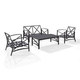 Crosley Furniture Patio Loveseat Sets Crosely Furniture - Kaplan 4Pc Outdoor Conversation Set Include Color/Oil Rubbed Bronze - Loveseat, Coffee Table, & Two Chairs - KO60009BZ-XX