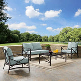 Crosley Furniture Patio Loveseat Sets Crosely Furniture - Kaplan 4Pc Outdoor Conversation Set Include Color/Oil Rubbed Bronze - Loveseat, Coffee Table, & Two Chairs - KO60009BZ-XX