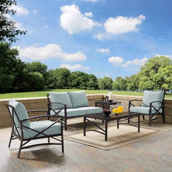 Crosley Furniture Patio Loveseat Sets Crosely Furniture - Kaplan 5Pc Outdoor Metal Conversation Set Include Color/Oil Rubbed Bronze - Loveseat, Coffee Table, Side Table, & 2 Armchairs - KO60015BZ-XX