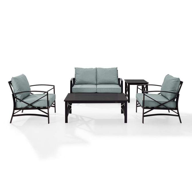 Crosley Furniture Patio Loveseat Sets Crosely Furniture - Kaplan 5Pc Outdoor Metal Conversation Set Include Color/Oil Rubbed Bronze - Loveseat, Coffee Table, Side Table, & 2 Armchairs - KO60015BZ-XX