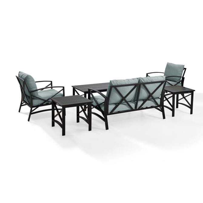 Crosley Furniture Patio Loveseat Sets Crosely Furniture - Kaplan 6Pc Outdoor Metal Conversation Set Include Color/Oil Rubbed Bronze - Loveseat, Coffee Table, 2 Armchairs, & 2 Side Tables - KO60017BZ-XX