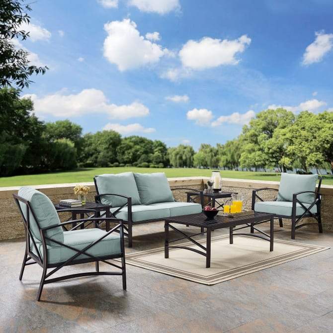 Crosley Furniture Patio Loveseat Sets Crosely Furniture - Kaplan 6Pc Outdoor Metal Conversation Set Include Color/Oil Rubbed Bronze - Loveseat, Coffee Table, 2 Armchairs, & 2 Side Tables - KO60017BZ-XX