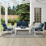Crosley Furniture Patio Loveseat Sets Crosely Furniture - Kaplan 6Pc Outdoor Metal Conversation Set Include Color/White - Loveseat, Coffee Table, 2 Armchairs, & 2 Side Tables - KO60017WH-XX