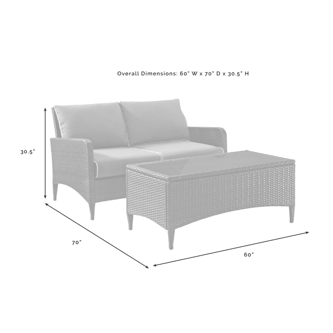 Crosley Furniture Patio Loveseat Sets Crosely Furniture - Kiawah 2Pc Outdoor Wicker Conversation Set Include Color/Brown - Loveseat & Coffee Table - KO70029BR-XX