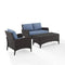 Crosley Furniture Patio Loveseat Sets Crosely Furniture - Kiawah 3Pc Outdoor Wicker Conversation Set Include Color/Brown - Loveseat, Arm Chair & Coffee Table - KO70031BR-XX