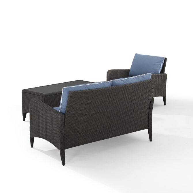 Crosley Furniture Patio Loveseat Sets Crosely Furniture - Kiawah 3Pc Outdoor Wicker Conversation Set Include Color/Brown - Loveseat, Arm Chair & Coffee Table - KO70031BR-XX