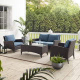 Crosley Furniture Patio Loveseat Sets Crosely Furniture - Kiawah 4Pc Outdoor Wicker Conversation Set Include Color/Brown - Loveseat, 2 Arm Chairs & Coffee Table - KO70028BR-XX
