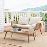 Crosley Furniture Patio Loveseat Sets Crosely Furniture - Landon 2Pc Outdoor Wicker Conversation Set Light Brown - Loveseat & Coffee Table - CO7186-LB - Oatmeal
