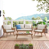 Crosley Furniture Patio Loveseat Sets Crosely Furniture - Landon 4Pc Outdoor Conversation Set Light Brown - Loveseat, Coffee Table, & 2 Chairs - KO70300LB - Oatmeal
