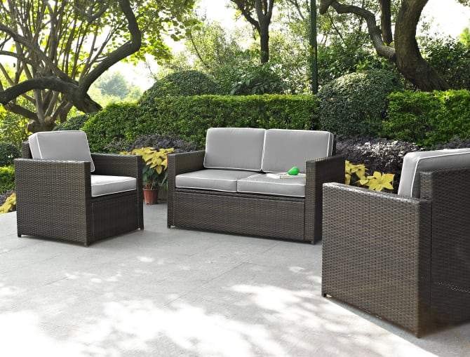 Crosley Furniture Patio Loveseat Sets Crosely Furniture - Palm Harbor 3Pc Outdoor Wicker Conversation Set Include Color/Brown - Loveseat & 2 Chairs - KO70003BR-XX