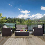 Crosley Furniture Patio Loveseat Sets Crosely Furniture - Palm Harbor 4Pc Outdoor Wicker Conversation Set Include Color/Brown - Loveseat, Coffee Table, & 2 Chairs - KO70001BR-XX